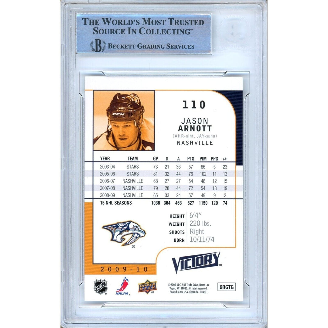 Jason Arnott Nashville Predators Signed 2009-10 Upper Deck Card BAS Auth Auto Slab