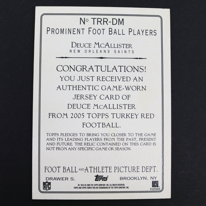 Deuce McAllister New Orleans Saints 2005 Topps Football Patch Card