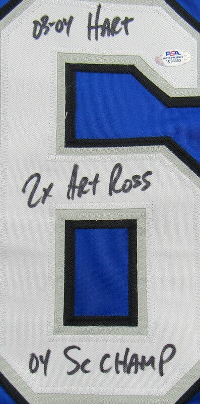 Martin St Louis Signed Replica Lightning Jersey w/ Insc PSA/DNA In The Presence COA