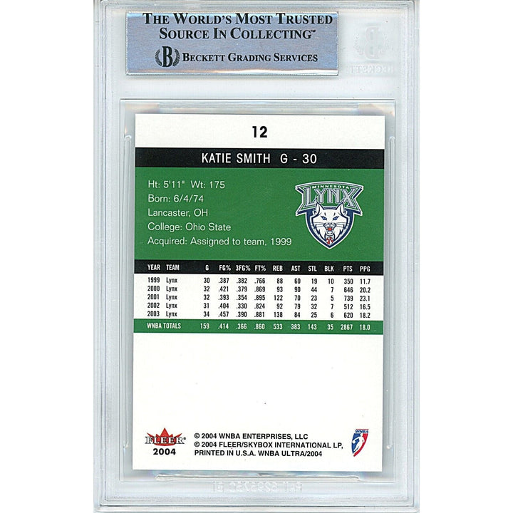 Katie Smith Minnesota Lynx Signed 2004 WNBA Ultra Basketball Card Beckett Auth Auto Slab