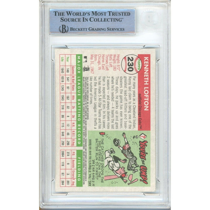 Kenny Lofton Chicago Cubs Signed 2004 Topps Heritage Baseball Card BAS Auth Auto Slab