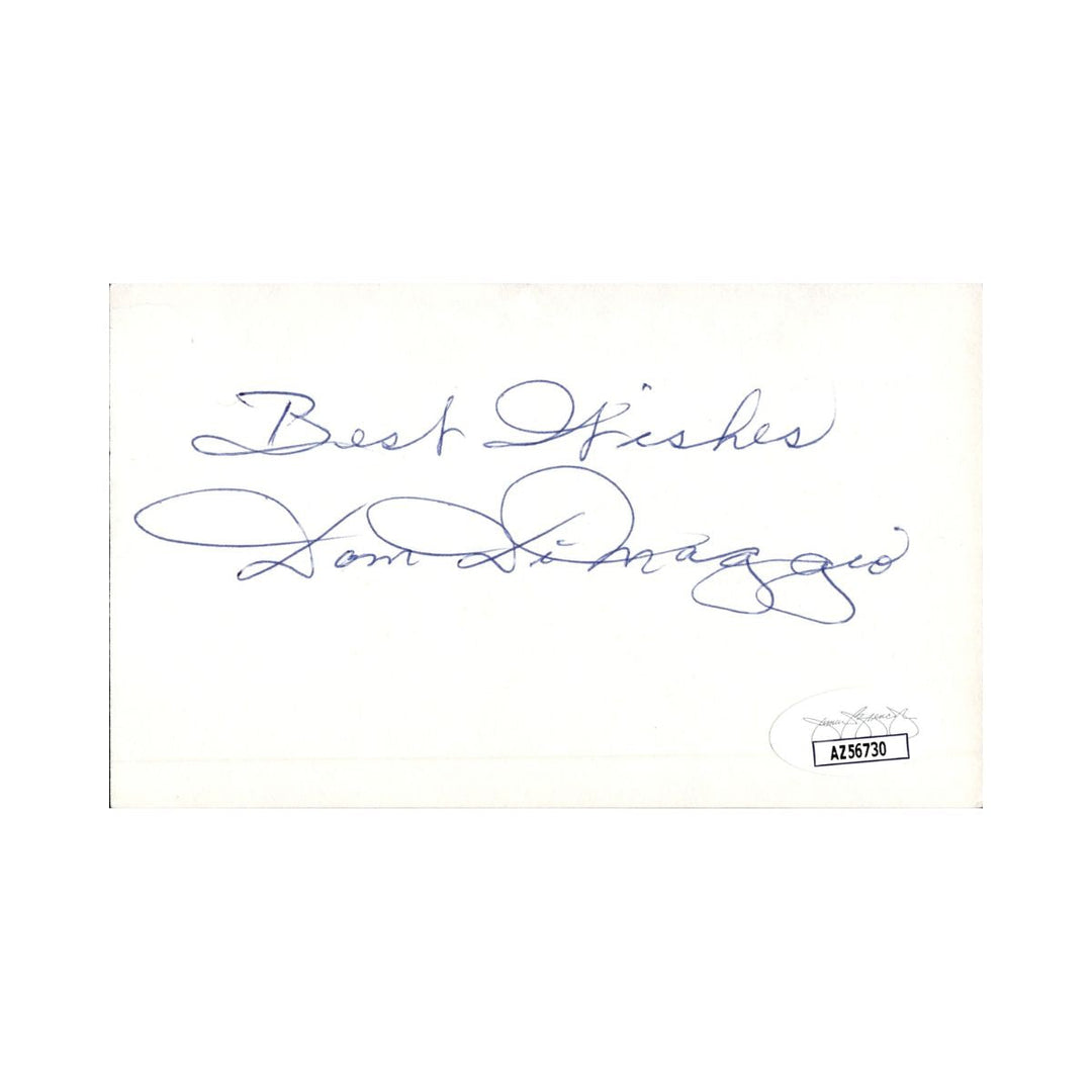 Dom DiMaggio Boston Red Sox Autographed Signed 3"x5" Card (JSA COA)