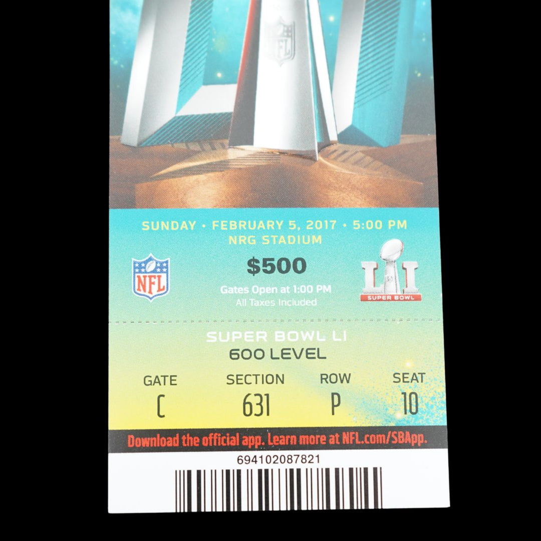 Super Bowl LI New England Patriots vs Atlanta Falcons Ticket Stub (631, P, 10)