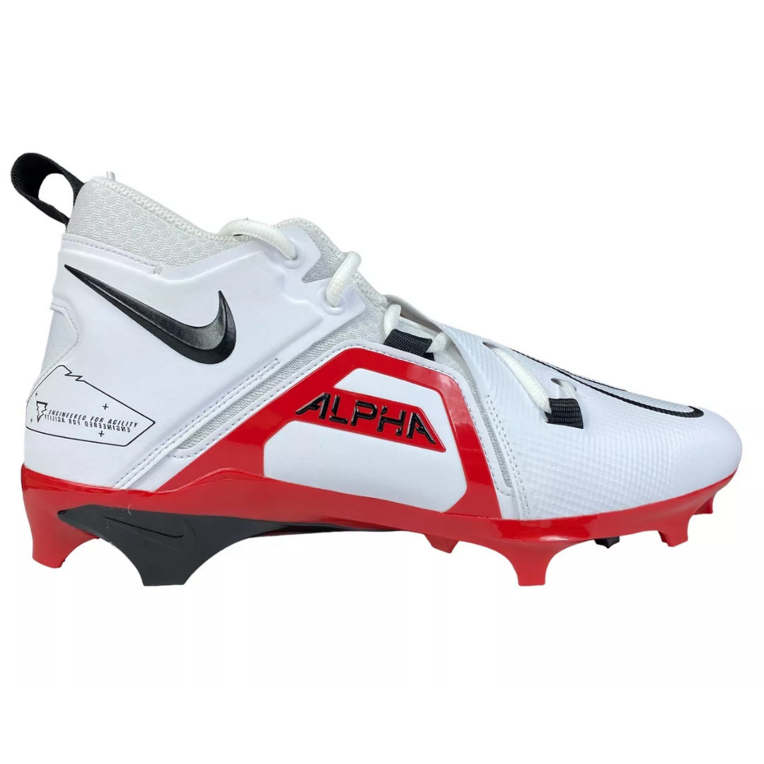 Ohio State Football Team Issued Nike Alpha Menace Pro 3 P White/Black - University Red Pair of Cleats