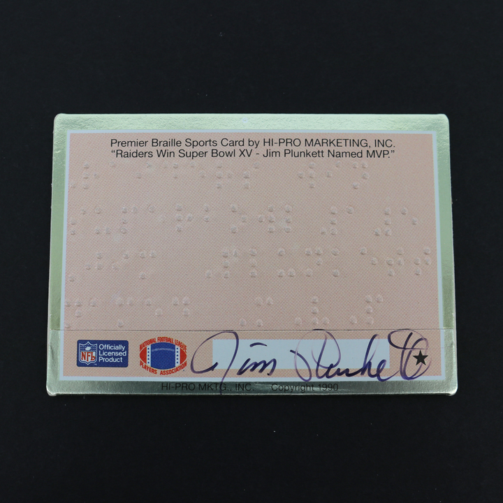 Jim Plunkett Las Vegas Raiders 1990 Hi-Pro Autograph Brail Football Card