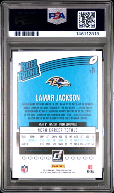 2019 Panini Donruss #317 Lamar Jackson RC Rookie PSA 10 Ravens