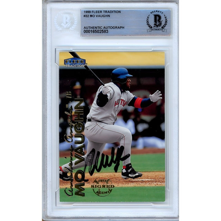 Mo Vaughn Boston Red Sox Signed 1999 Fleer Tradition Baseball Card BAS Auth Auto Slab