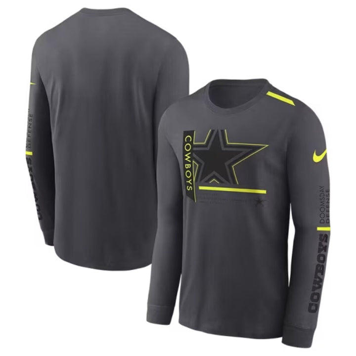 Dallas Cowboys Nike Volt Charcoal Dri Fit Long Sleeve T Shirt