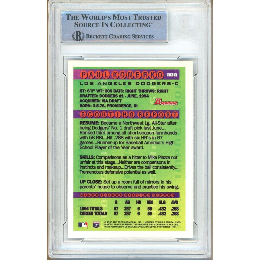 Paul Konerko Los Angeles Dodgers Signed 1995 Bowman Foil Card BAS Auth Auto Slab RC