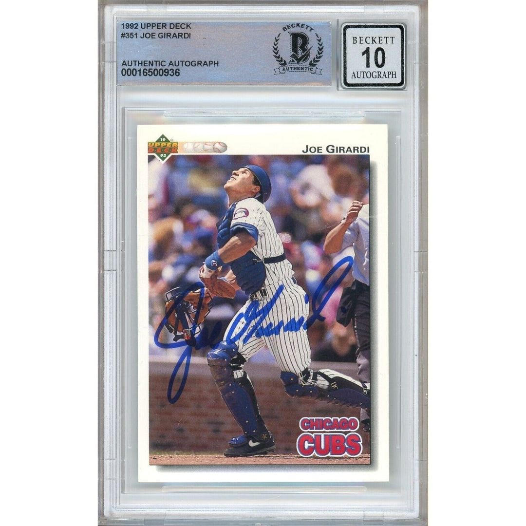 Joe Girardi Chicago Cubs Signed 1992 Upper Deck Card BAS BGS Auto 10 Graded Slab