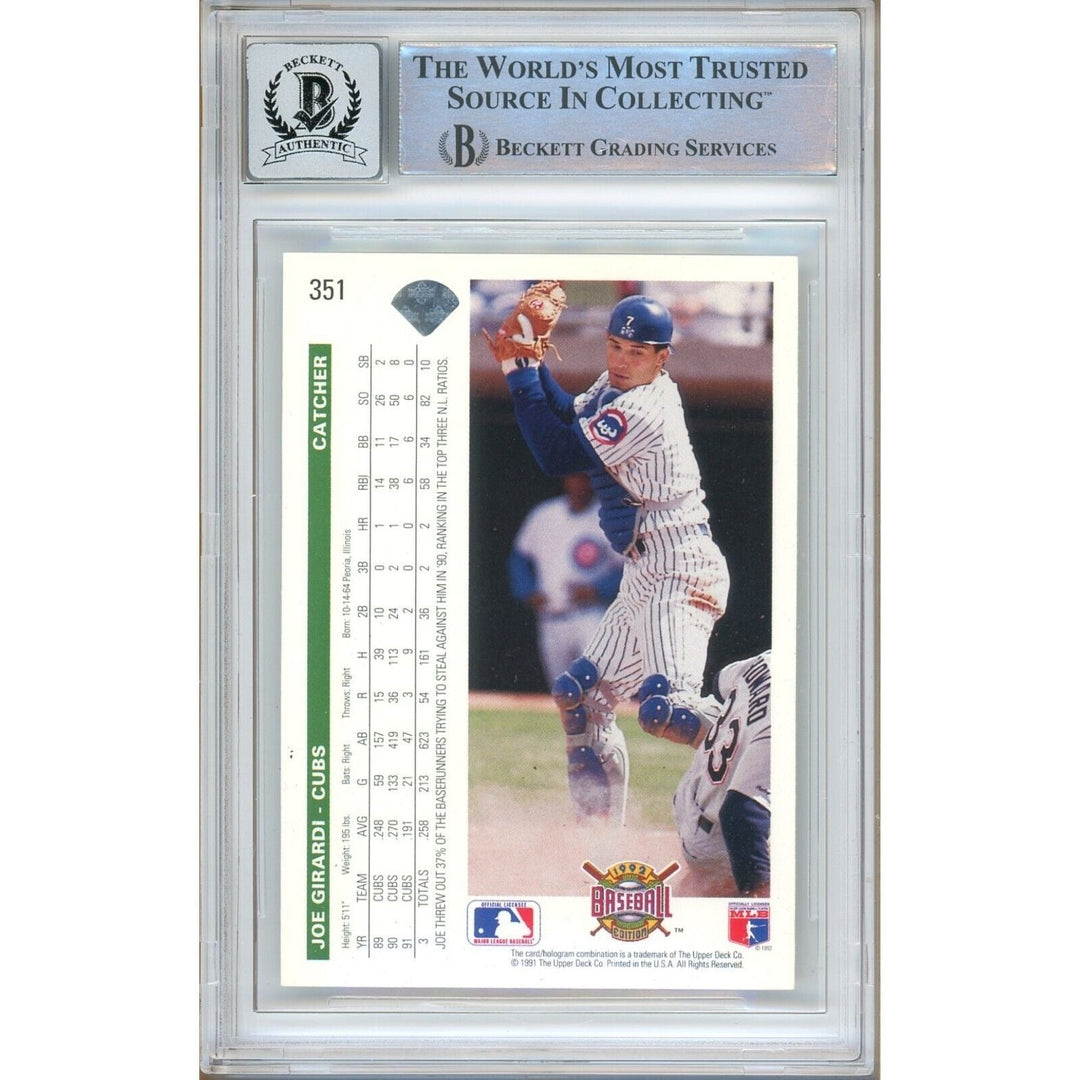 Joe Girardi Chicago Cubs Signed 1992 Upper Deck Card BAS BGS Auto 10 Graded Slab