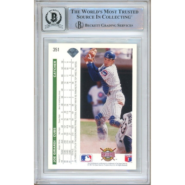 Joe Girardi Chicago Cubs Signed 1992 Upper Deck Card BAS BGS Auto 10 Graded Slab