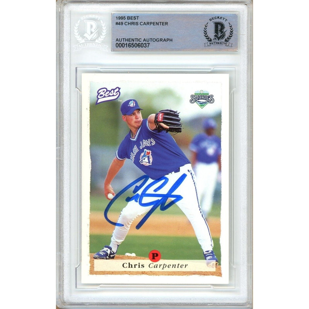 Chris Carpenter Toronto Blue Jays Signed 1995 Team Best Card Beckett Authentic Auto Slab