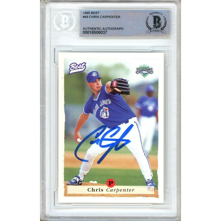 Chris Carpenter Toronto Blue Jays Signed 1995 Team Best Card Beckett Authentic Auto Slab