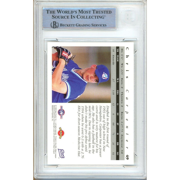 Chris Carpenter Toronto Blue Jays Signed 1995 Team Best Card Beckett Authentic Auto Slab