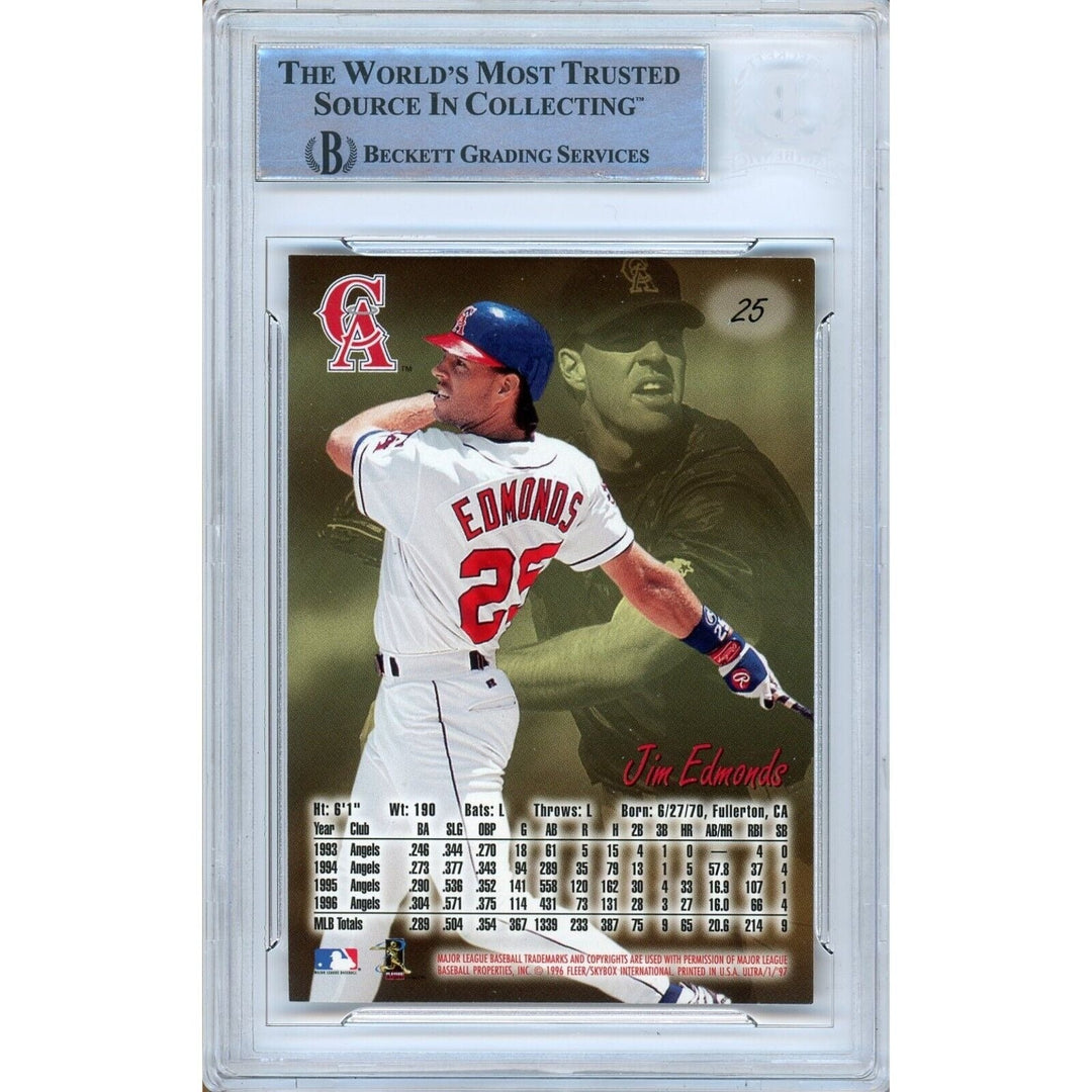 Jim Edmonds California Angels Signed 1997 Fleer Ultra Baseball Card BAS Auth Auto Slab
