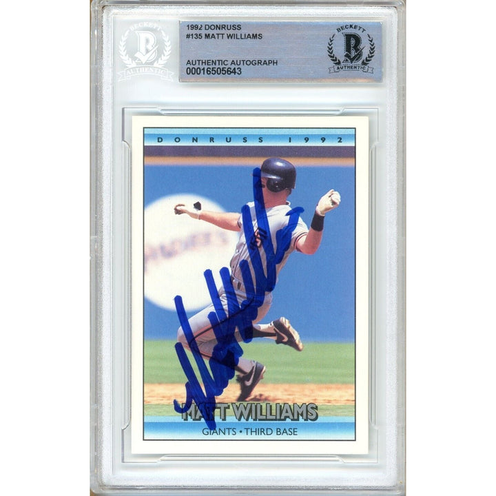 Matt Williams San Francisco Giants Signed 1992 Donruss Baseball Card BAS Auth Auto Slab