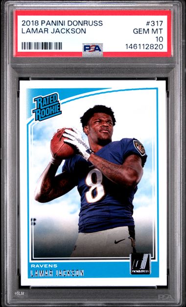 2019 Panini Donruss #317 Lamar Jackson RC Rookie PSA 10 Ravens