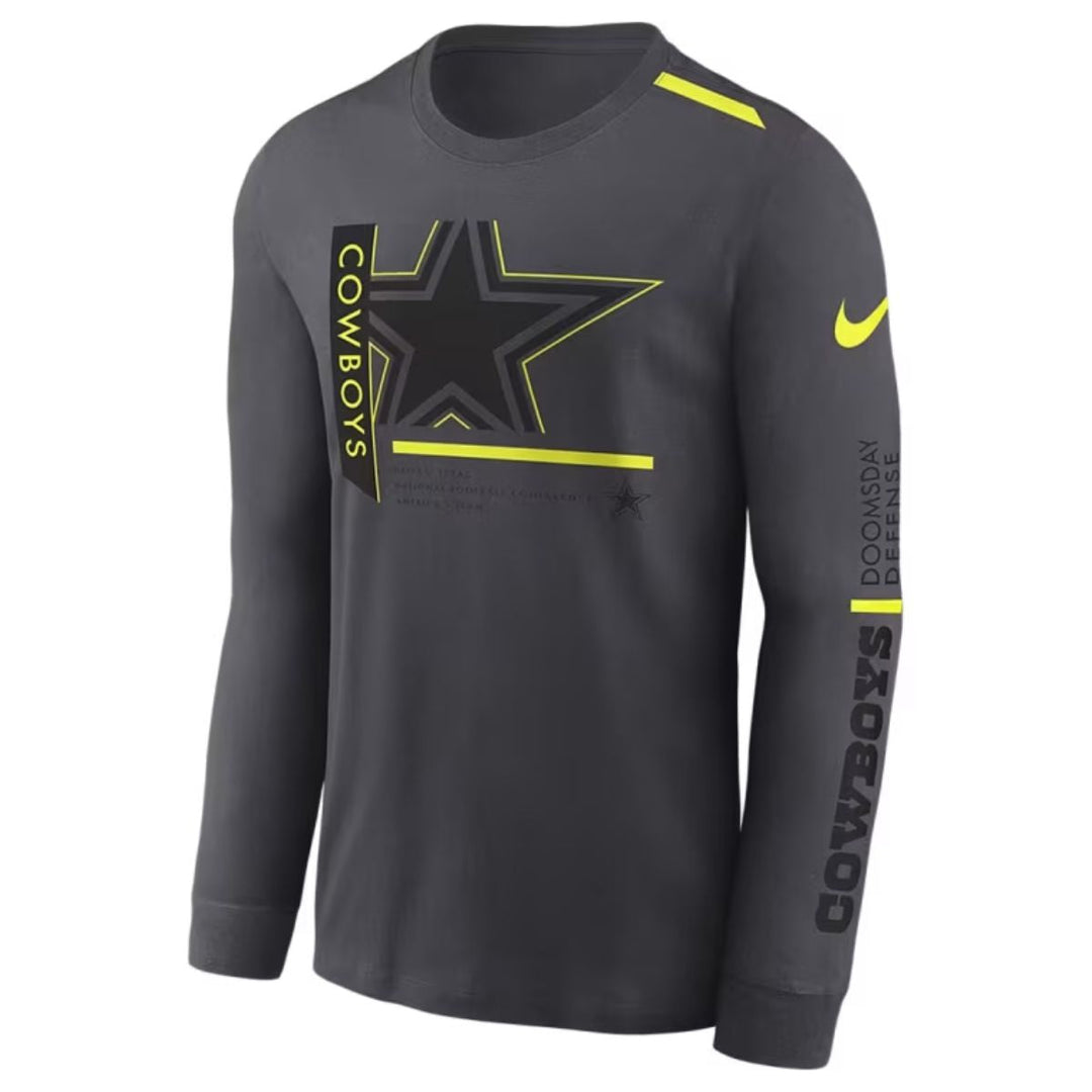 Dallas Cowboys Nike Volt Charcoal Dri Fit Long Sleeve T Shirt