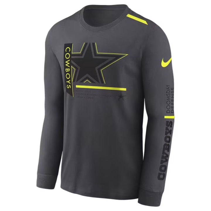 Dallas Cowboys Nike Volt Charcoal Dri Fit Long Sleeve T Shirt