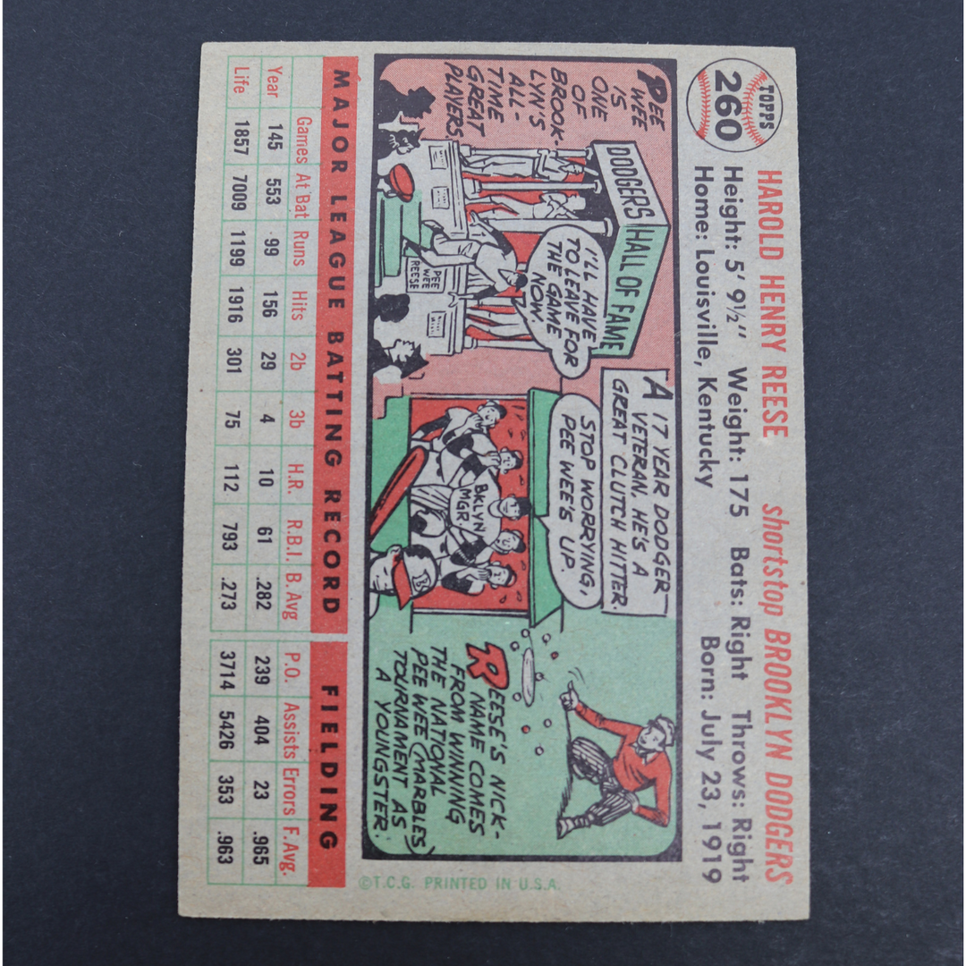 Pee Wee Reese Los Angeles Dodgers 1956 Topps Baseball Card