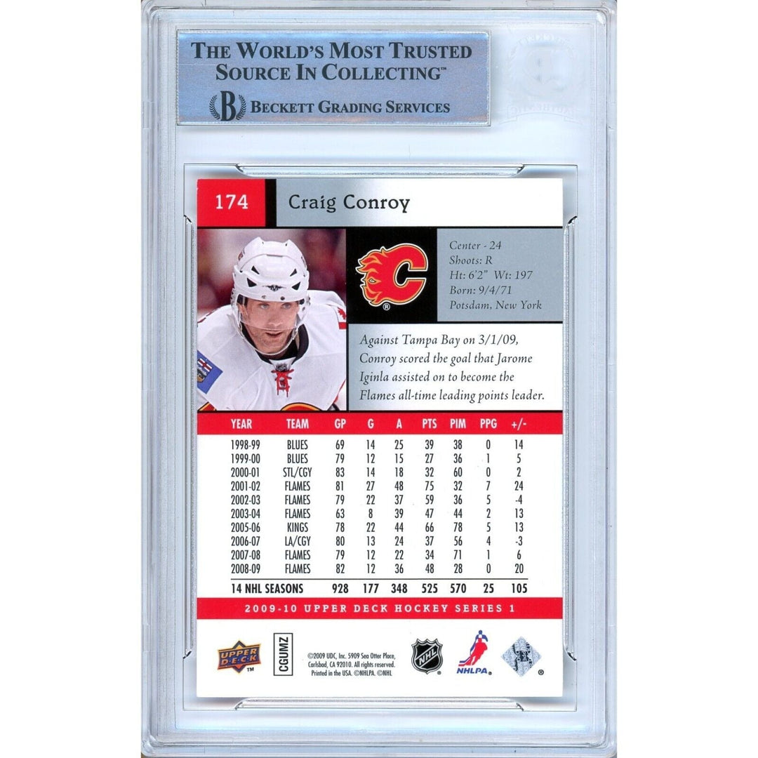 Craig Conroy Calgary Flames Signed 2009-10 Upper Deck Card Beckett Authentic Auto Slab