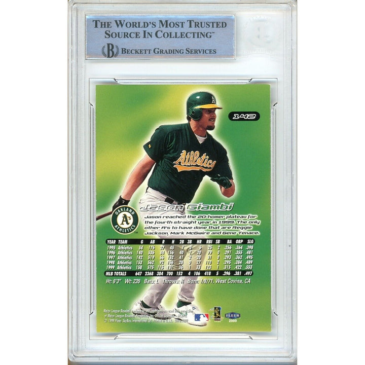 Jason Giambi Oakland Athletics Signed 2000 Fleer Ultra Baseball Card BAS Auth Auto Slab
