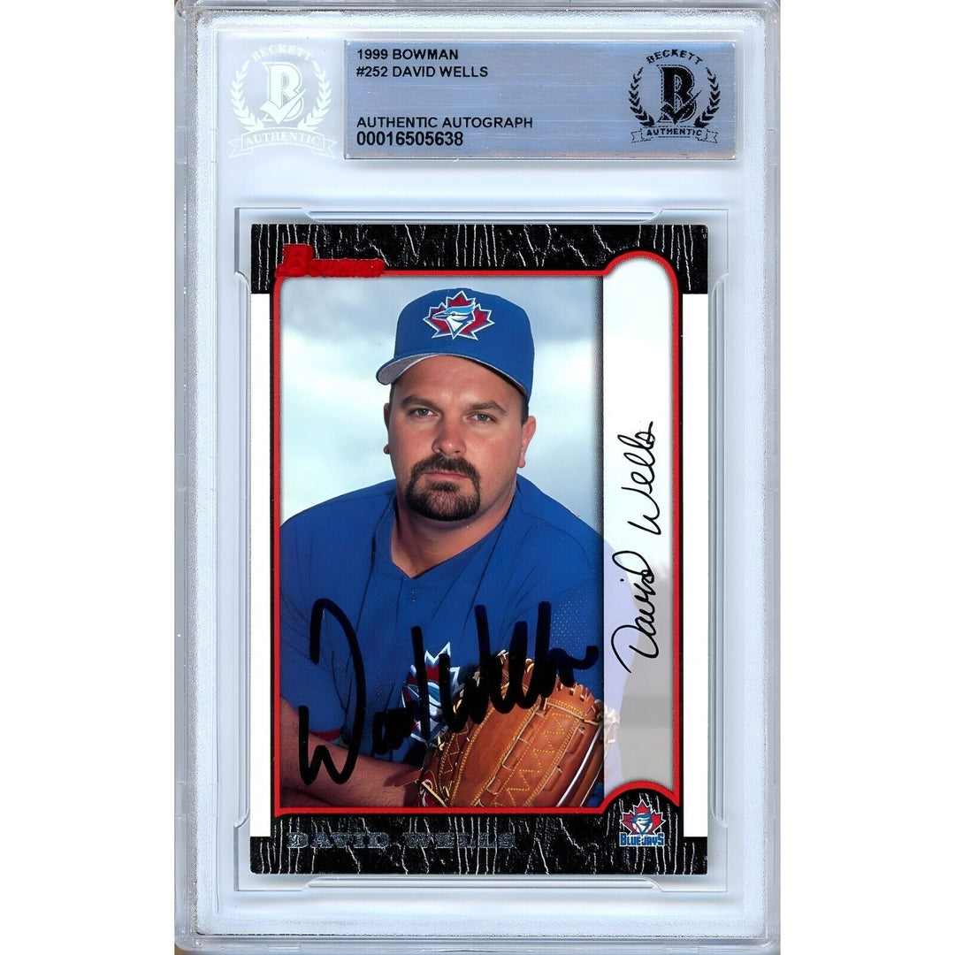 David Wells Toronto Blue Jays Signed 1999 Bowman Baseball Card Beckett Auth Auto Slab