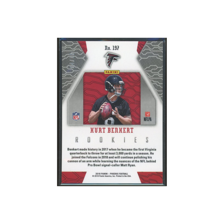 2018 Panini Phoenix Football Rookies #197: Kurt Benkert Black Rookie RC