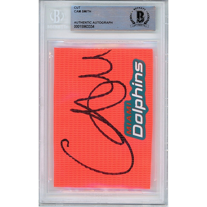 Cam Smith Miami Dolphins Autographed Football Pylon Cut Beckett Authentic Auto Slab