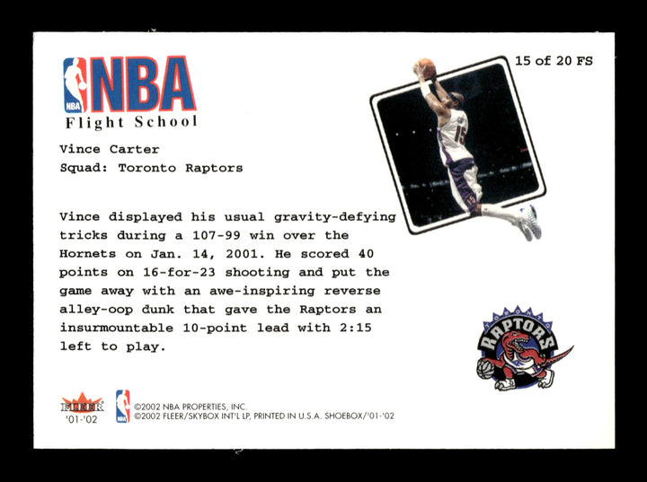 2001-02 Fleer Shoebox #15 FS Vince Carter NBA Flight School