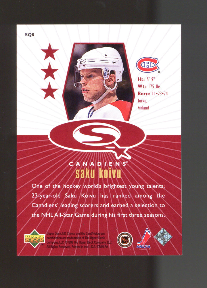 1998-99 UD Choice #SQ8 Saku Koivu StarQuest Red