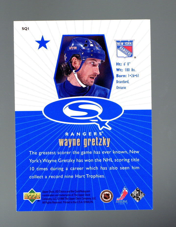 1998-99 UD Choice #SQ1 Wayne Gretzky StarQuest Blue