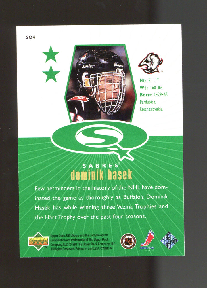 1998-99 UD Choice #SQ4 Dominik Hasek StarQuest Green