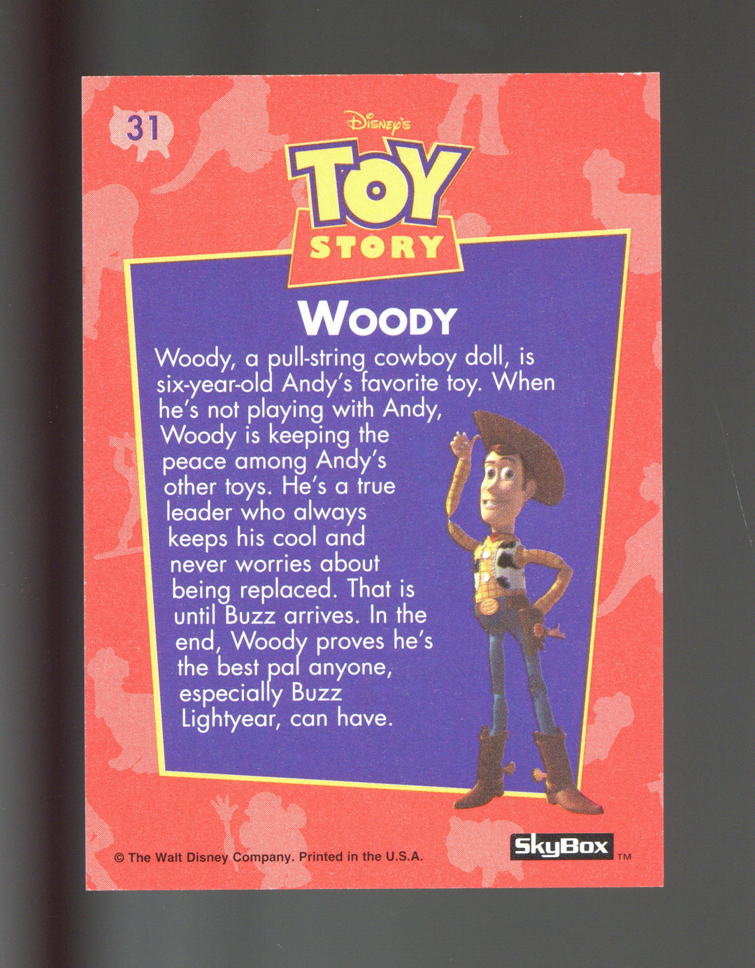 1995 SkyBox Toy Story #31 Woody