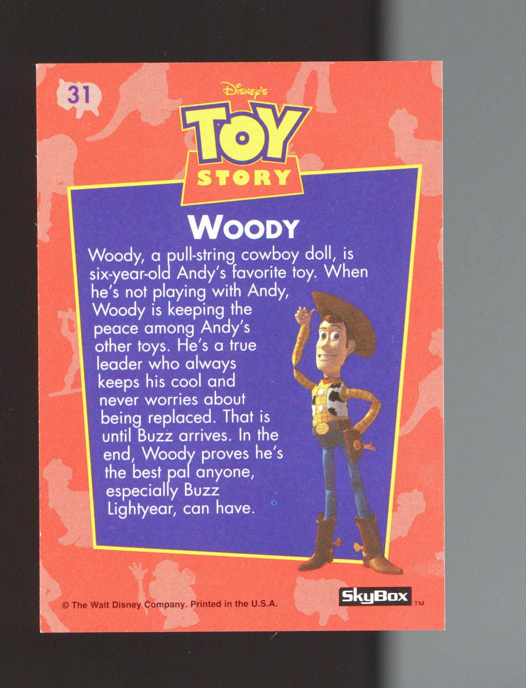 1995 SkyBox Toy Story #31 Woody