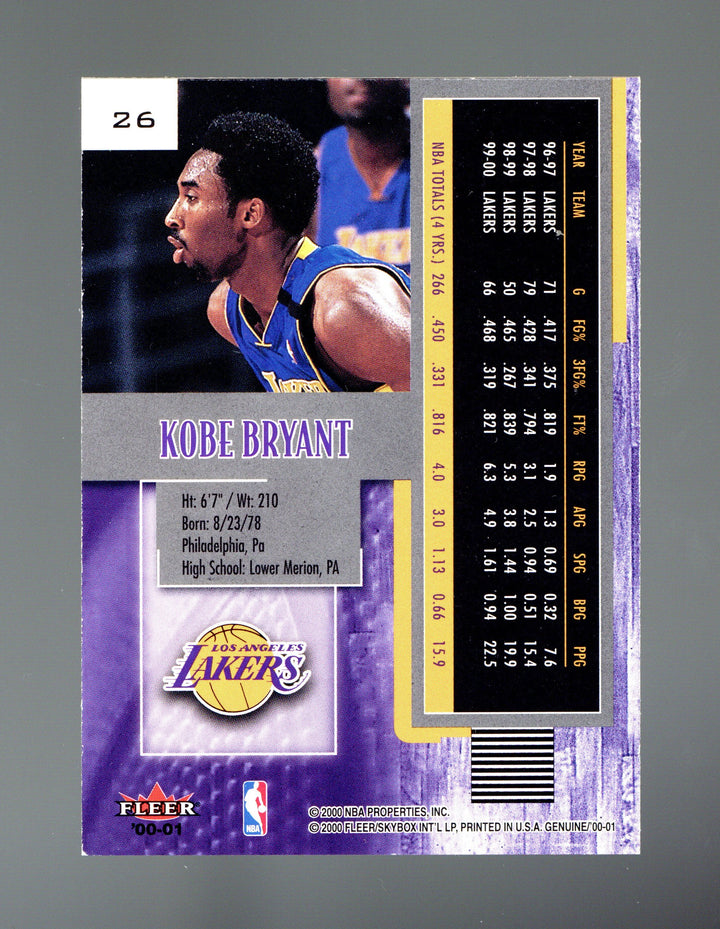 2000-01 Fleer Genuine #26 Kobe Bryant