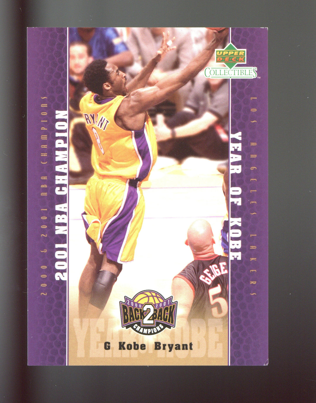 2001 Upper Deck Los Angeles Lakers Back2Back Champions #LA20 Kobe Bryant