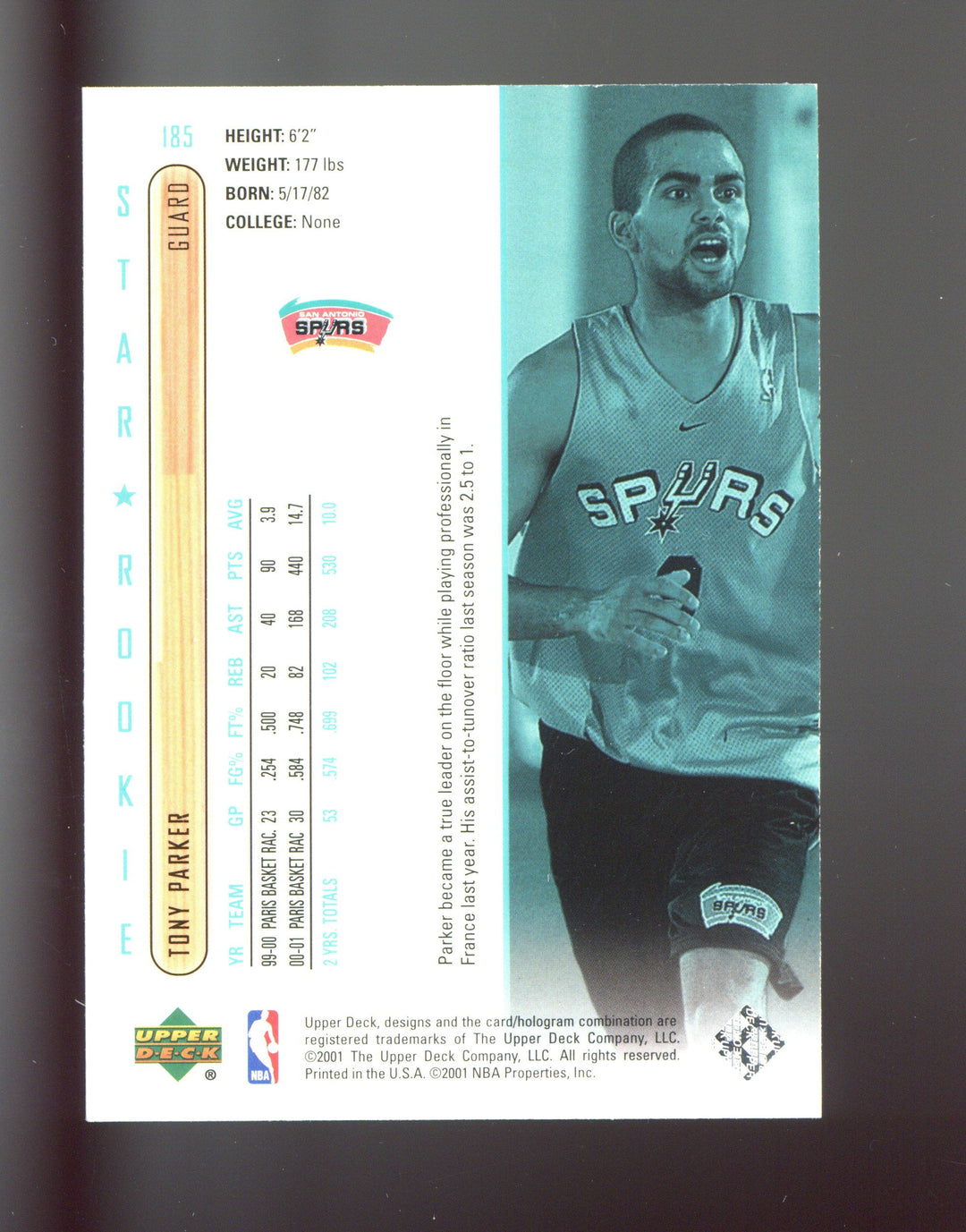 2001-02 Upper Deck #185 Tony Parker