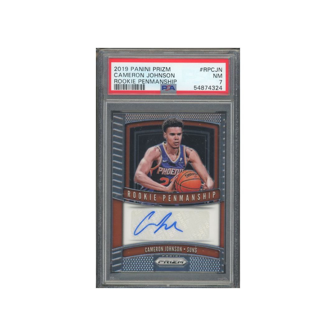 2019-20 Panini Prizm Basketball Rookie Penmanship #8: Cameron Johnson Rookie RC PSA 7