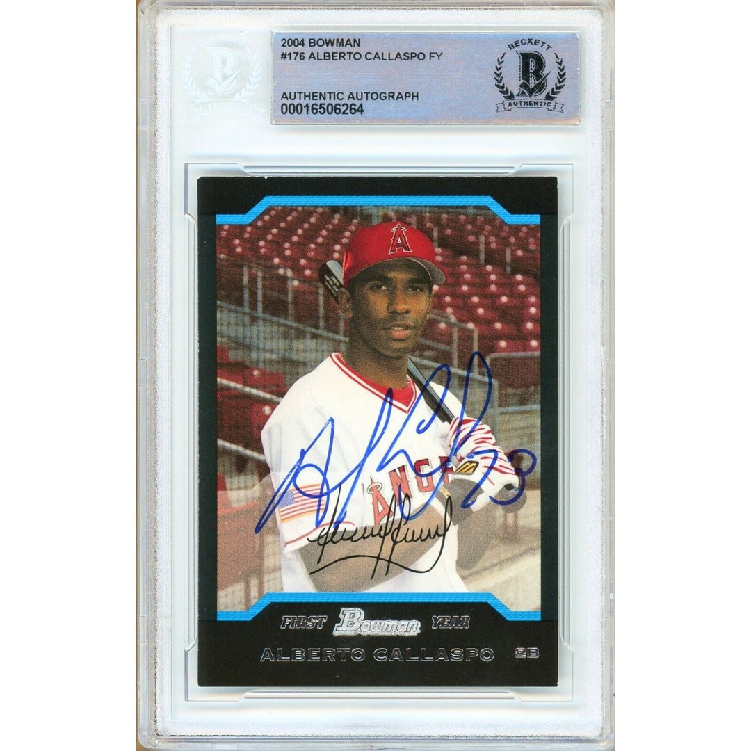 Alberto Callaspo Los Angeles Angels Signed 2004 Bowman RC BAS Auth Auto Slab