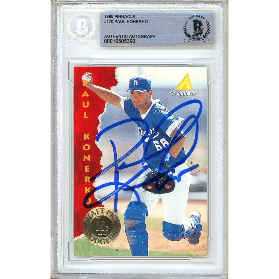 Paul Konerko Los Angeles Dodgers Signed 1995 Pinnacle Card Beckett Authentic Auto Slab