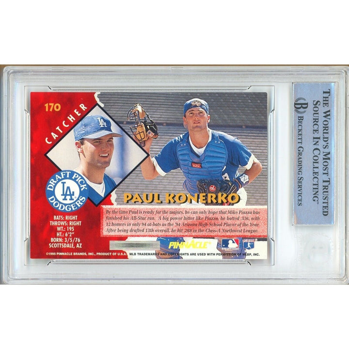 Paul Konerko Los Angeles Dodgers Signed 1995 Pinnacle Card Beckett Authentic Auto Slab