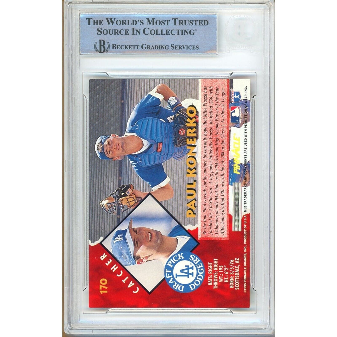 Paul Konerko Los Angeles Dodgers Signed 1995 Pinnacle Card Beckett Authentic Auto Slab
