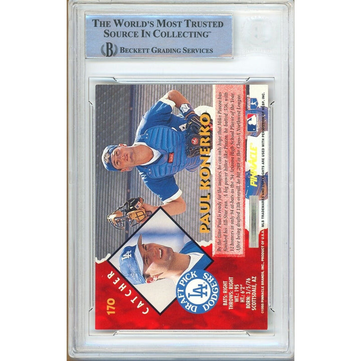 Paul Konerko Los Angeles Dodgers Signed 1995 Pinnacle Card Beckett Authentic Auto Slab