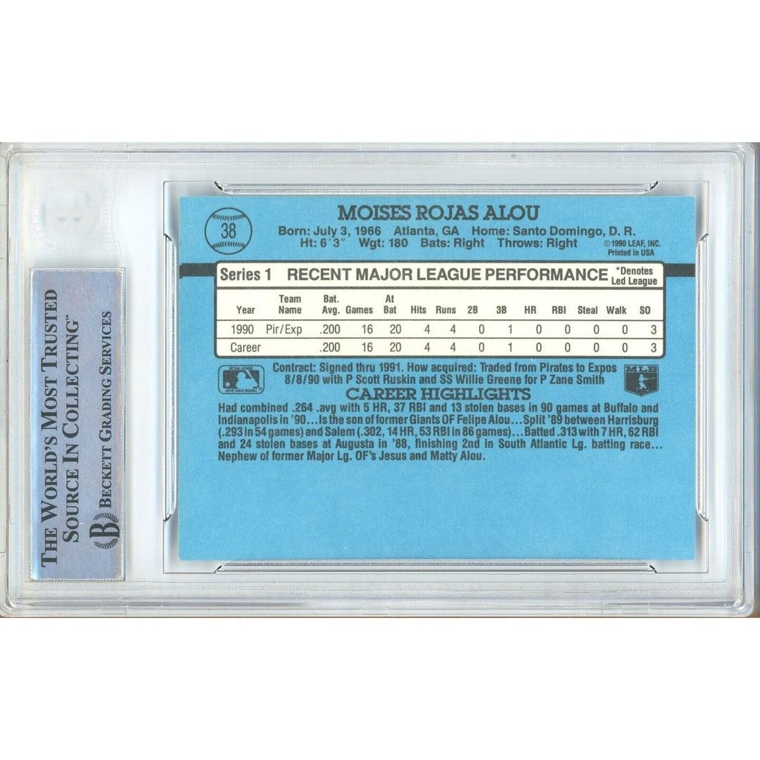 Moises Alou Montreal Expos Signed 1991 Donruss Rated Rookie Baseball Card BAS Auth Auto
