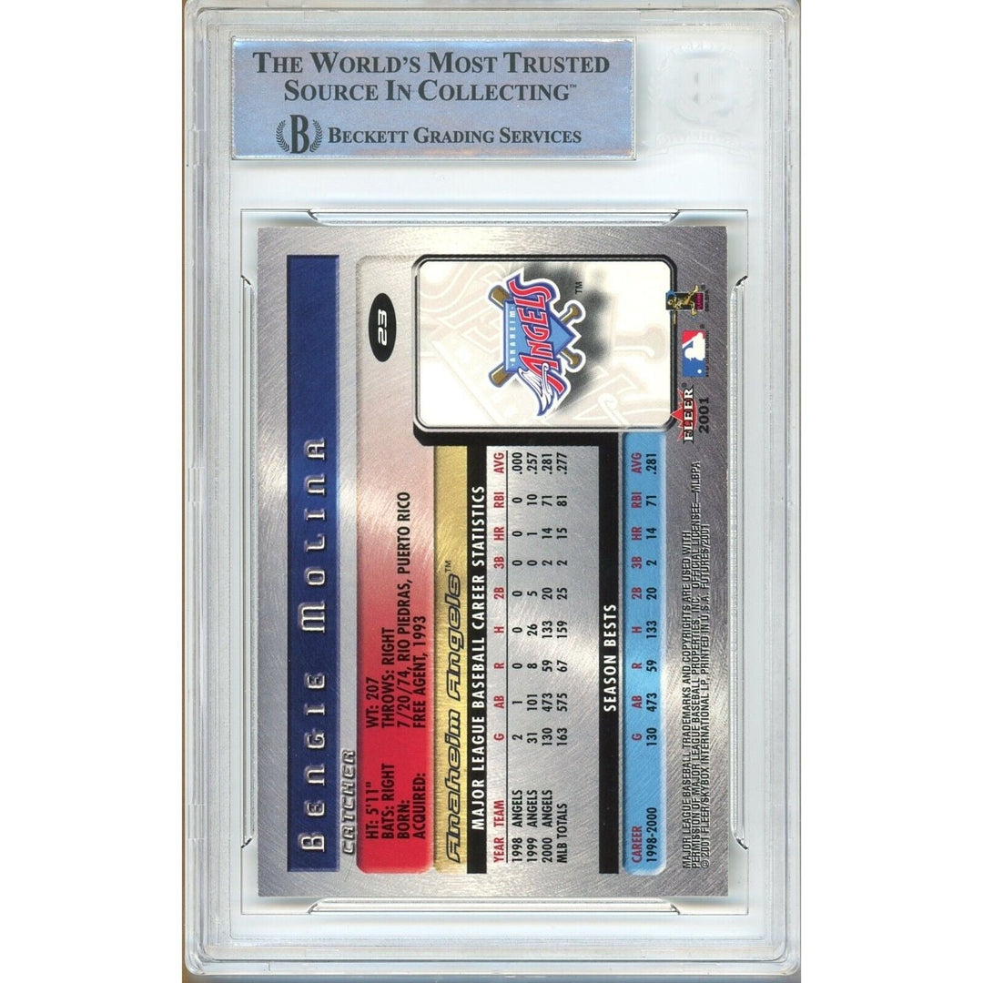 Bengie Molina LA Angels Signed 2001 Fleer Futures Baseball Card Beckett Auth Auto Slab