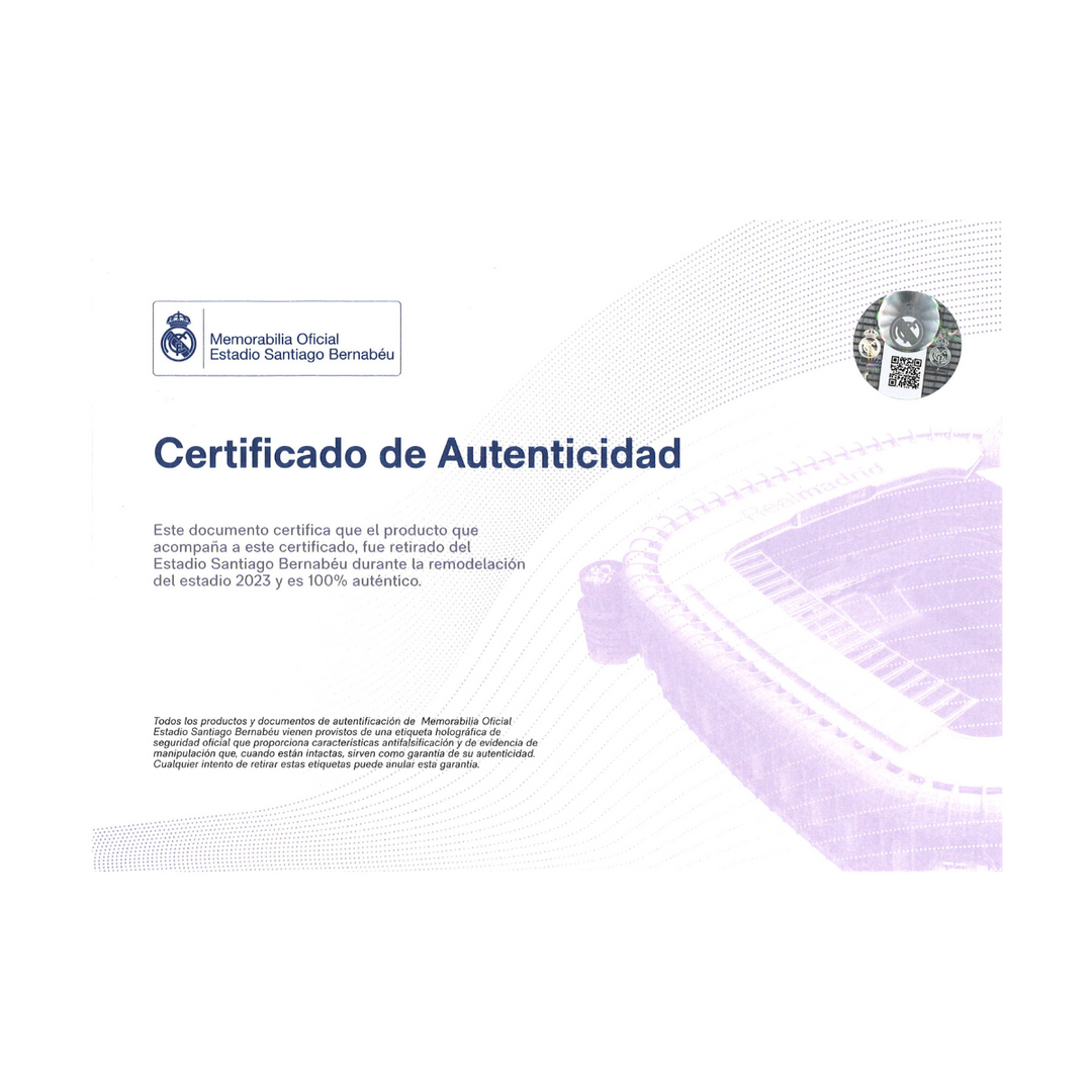 Real Madrid Original Santiago Bernabéu Stadium Seat with Real Madrid Logo and Embroidered Commemorative Patch