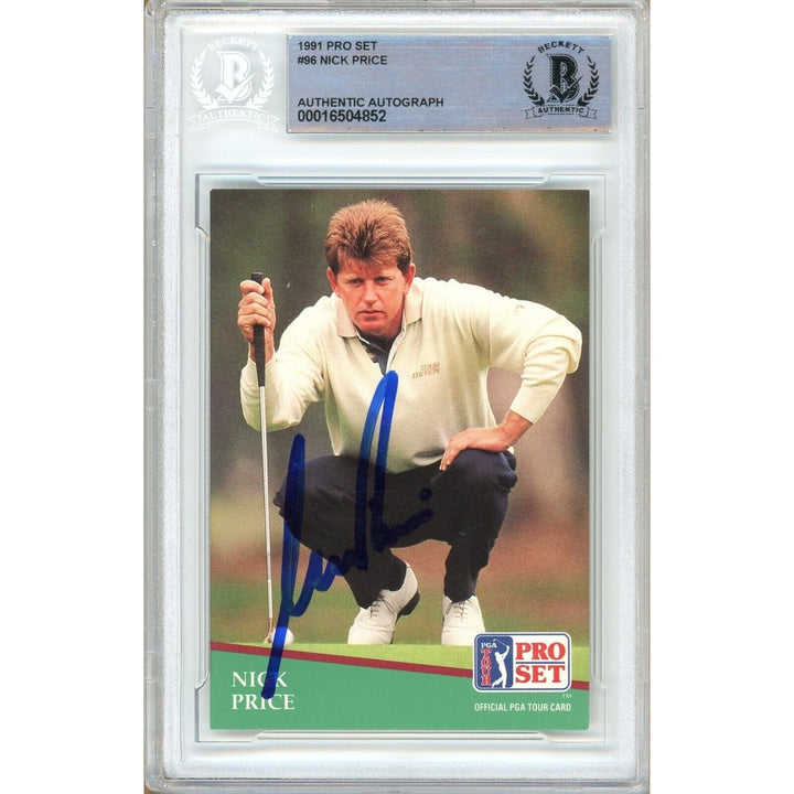 Nick Price Signed 1991 PGA Tour Pro Set Golf Trading Card Beckett Authentic Auto Slab