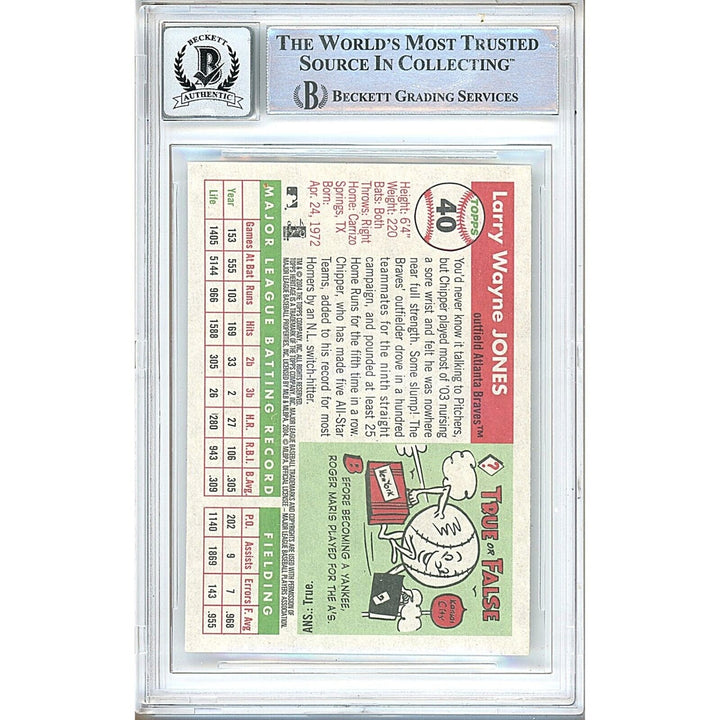 Chipper Jones Atlanta Braves Signed 2004 Topps Heritage Card BGS Auto 10 Graded Slab